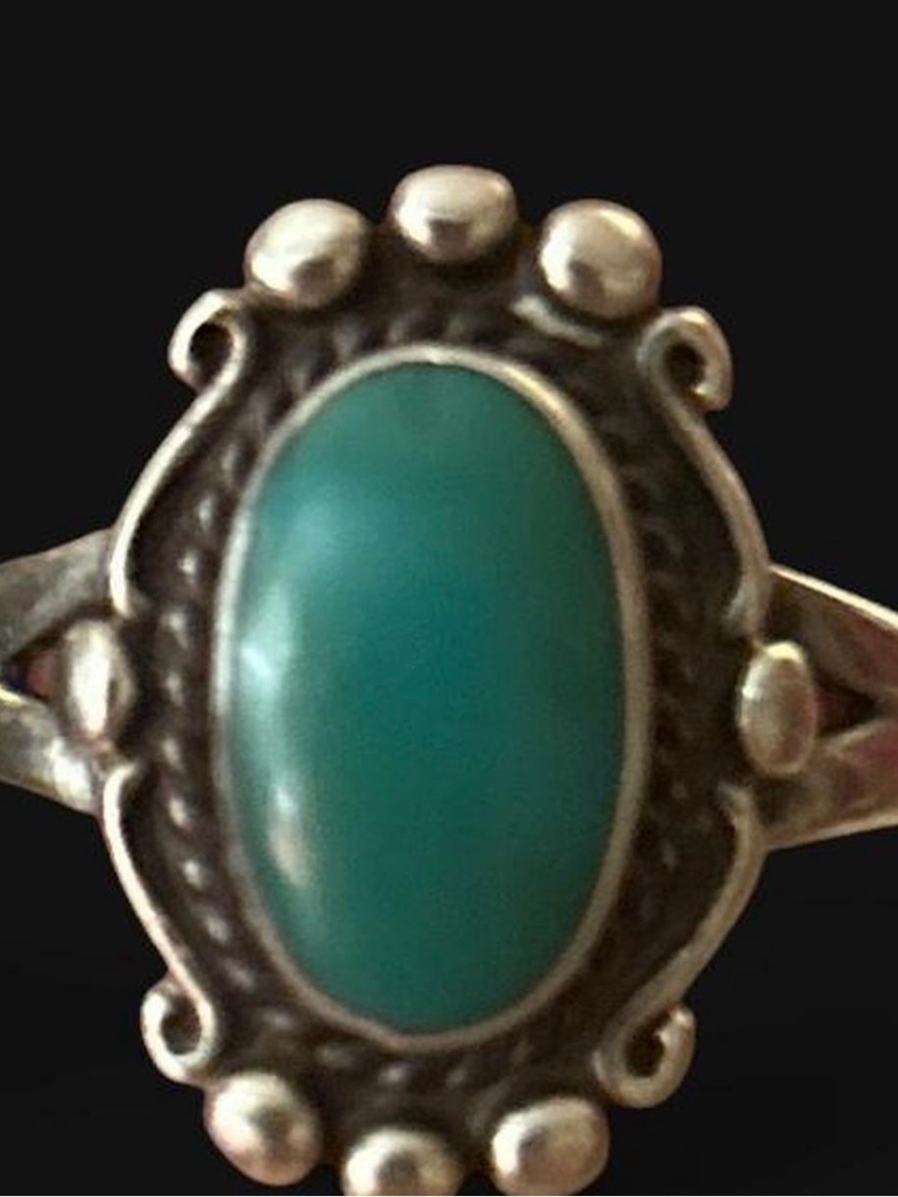RARE VTG Mid Century Bell Trading Post Sterling Silver Turquoise Ring 8